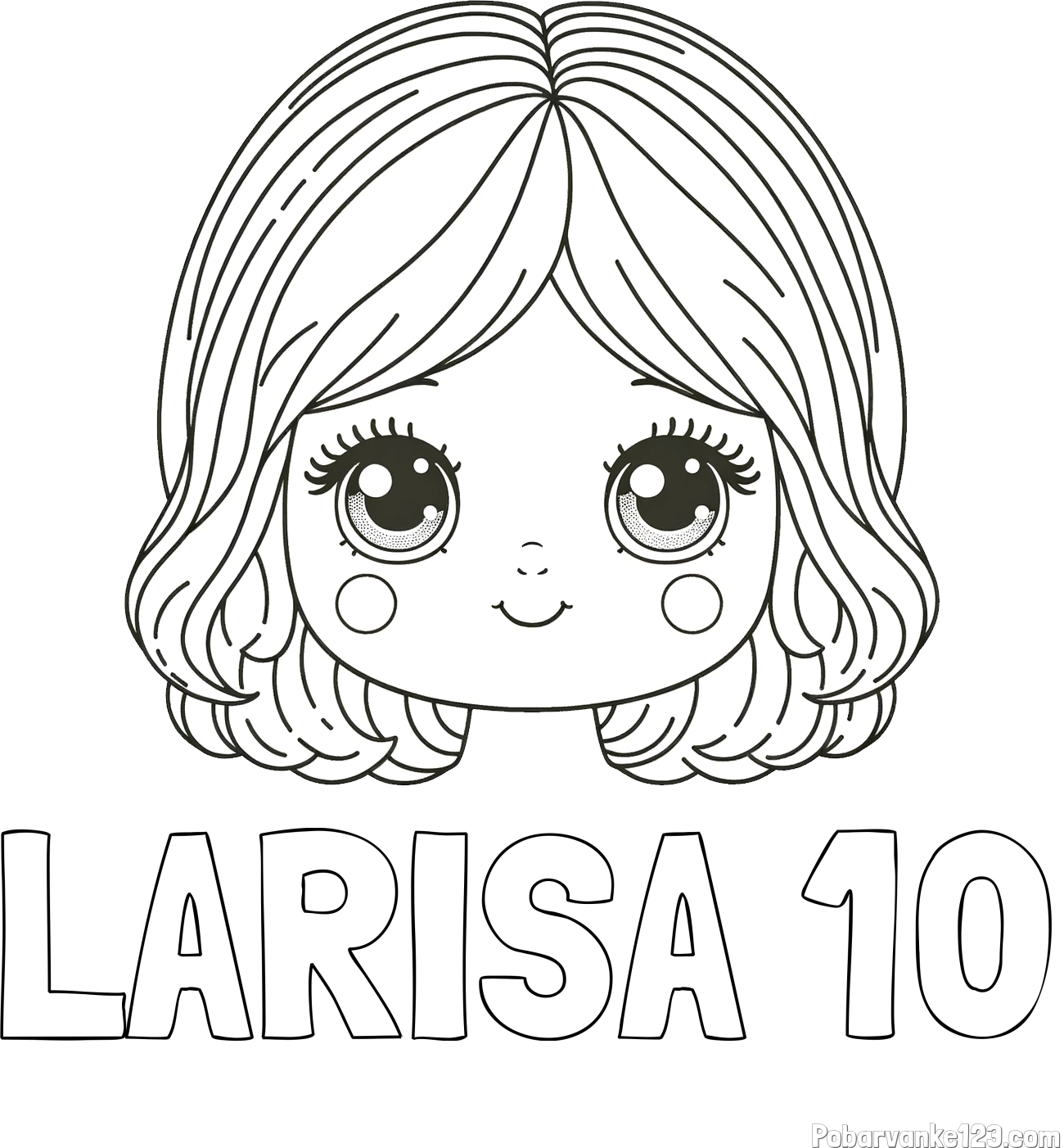 Pobarvanka imena LARISA 10 in pobarvanka obraza prikupne punčke