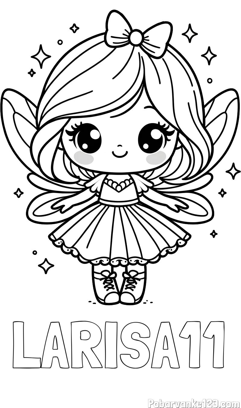 Pobarvanka imena LARISA11 in pobarvanka čarobne vile z ljubkim obrazom