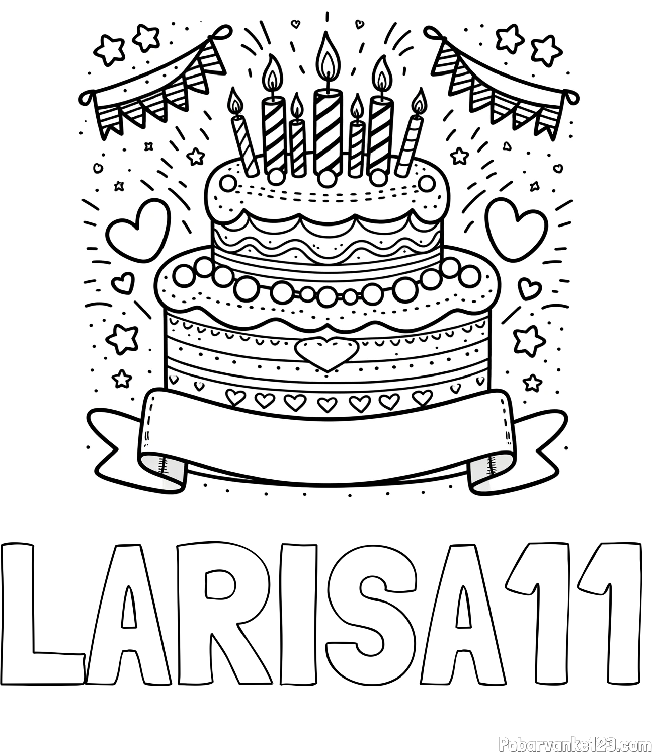 Pobarvanka imena LARISA11 in pobarvanka velike torte za rojstni dan