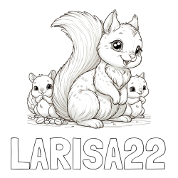 Online izdelana pobarvanka - Pobarvanka imena LARISA22 in pobarvanka veveričje družine