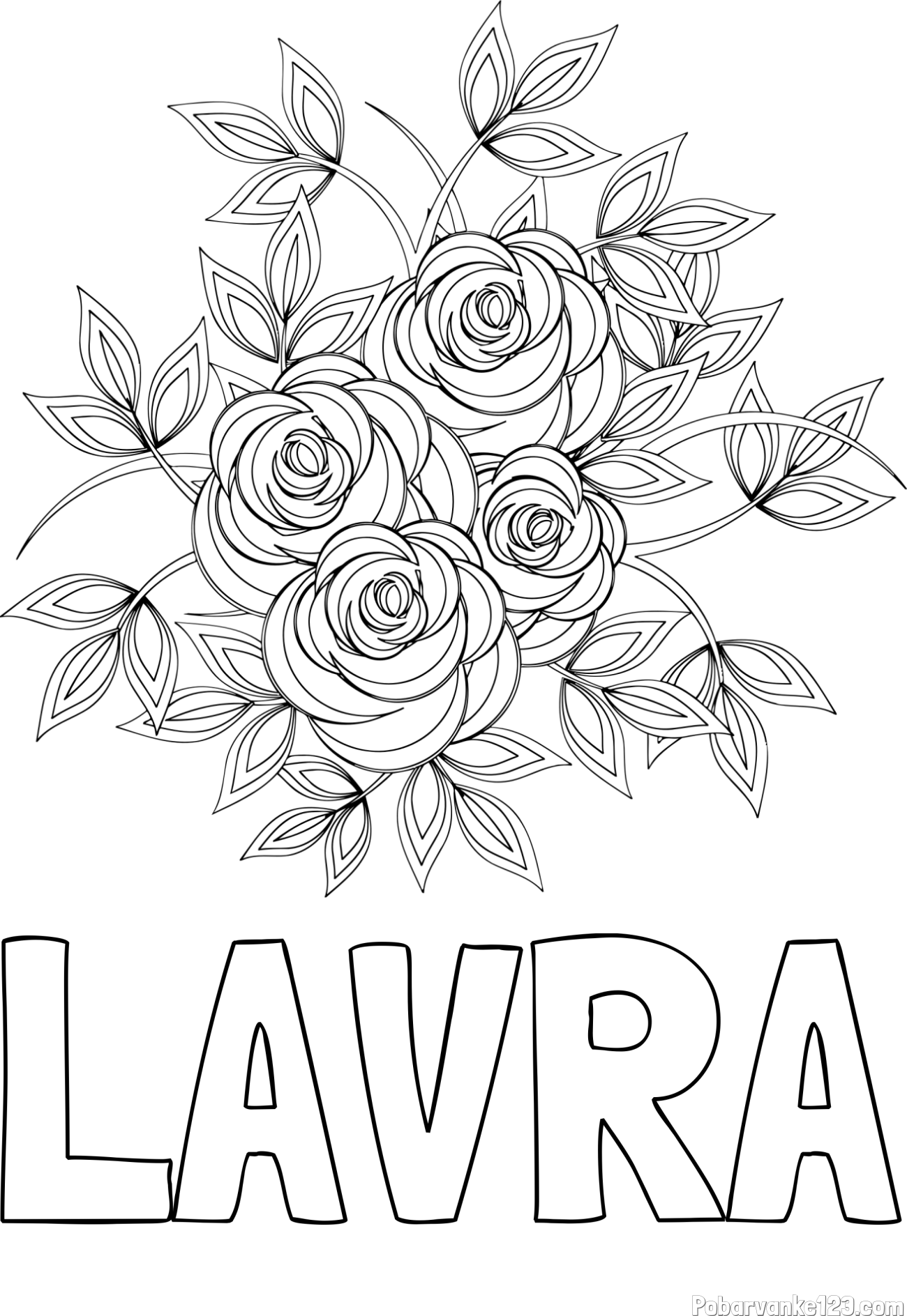 Pobarvanka imena LAVRA in pobarvanka šopka vrtnic