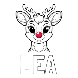 Online izdelana pobarvanka - Pobarvanka imena LEA in otroška pobarvanka simpatičnega jelenčka Rudolfa