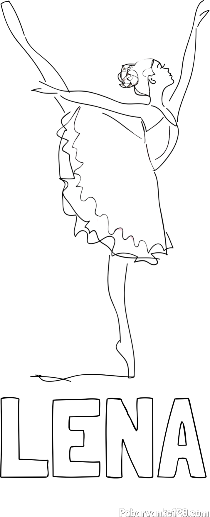 Pobarvanka imena LENA in pobarvanka ljubke baletke