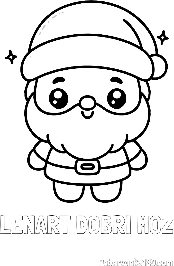 Pobarvanka imena LENART DOBRI MOŽ in enostavna otroška pobarvanka Božička