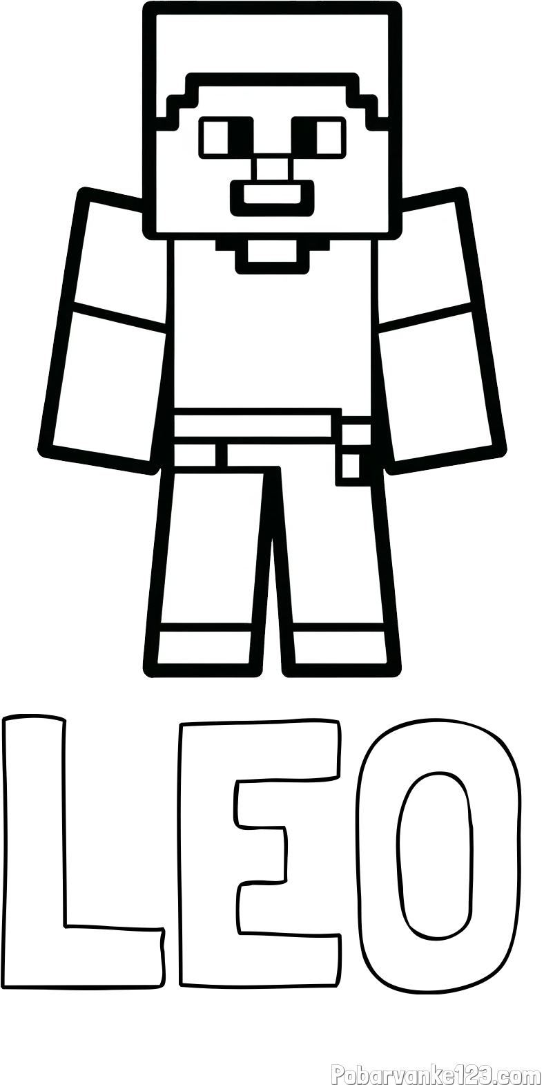 Pobarvanka imena LEO in pobarvanka Minecraft figurice