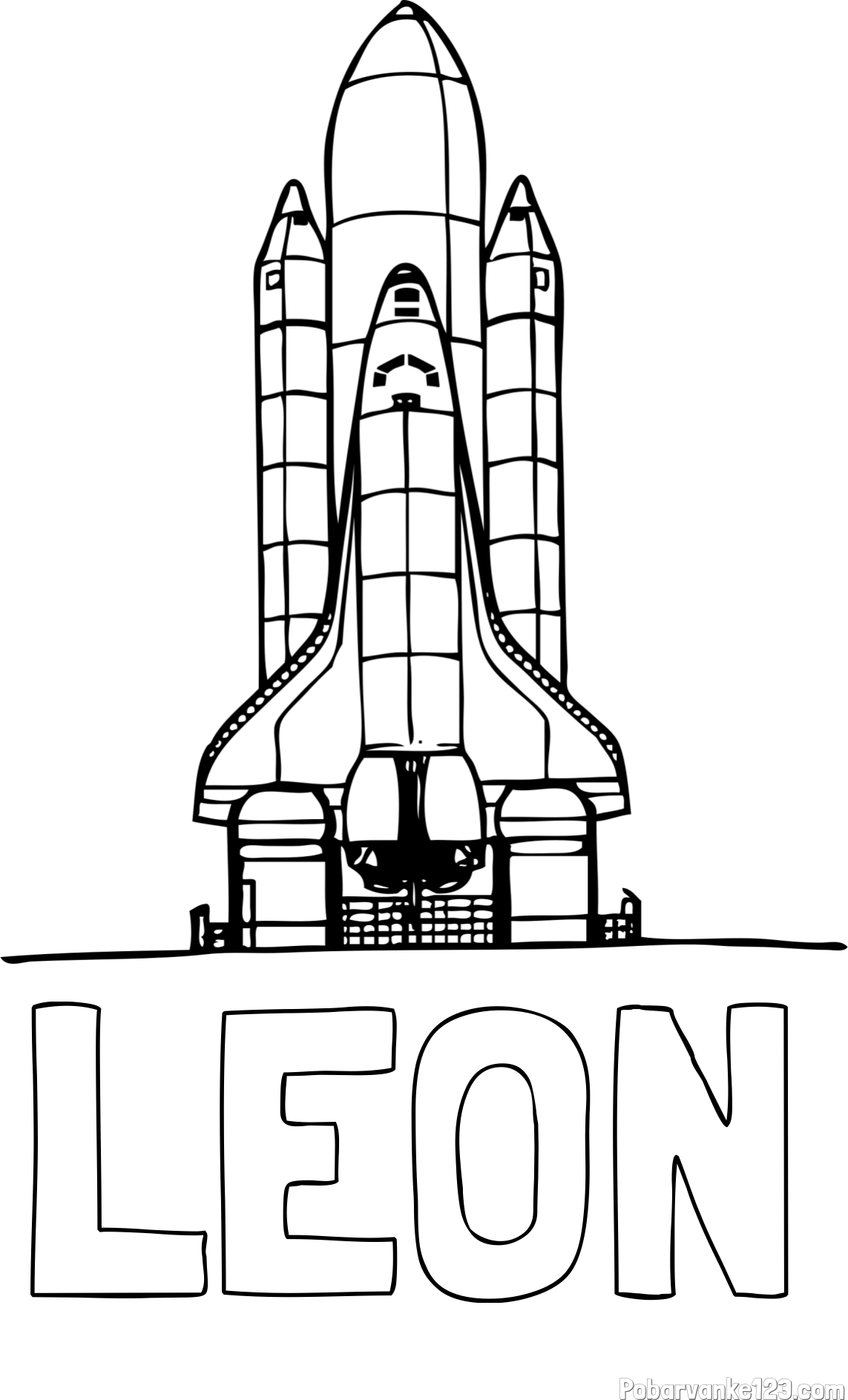 Pobarvanka imena LEON in pobarvanka vesoljskega plovila Space Shuttle