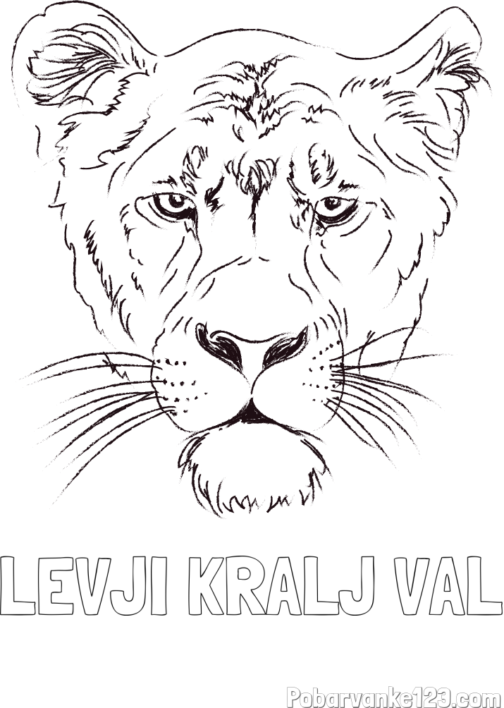 Pobarvanka imena LEVJI KRALJ VAL in pobarvanka levinje