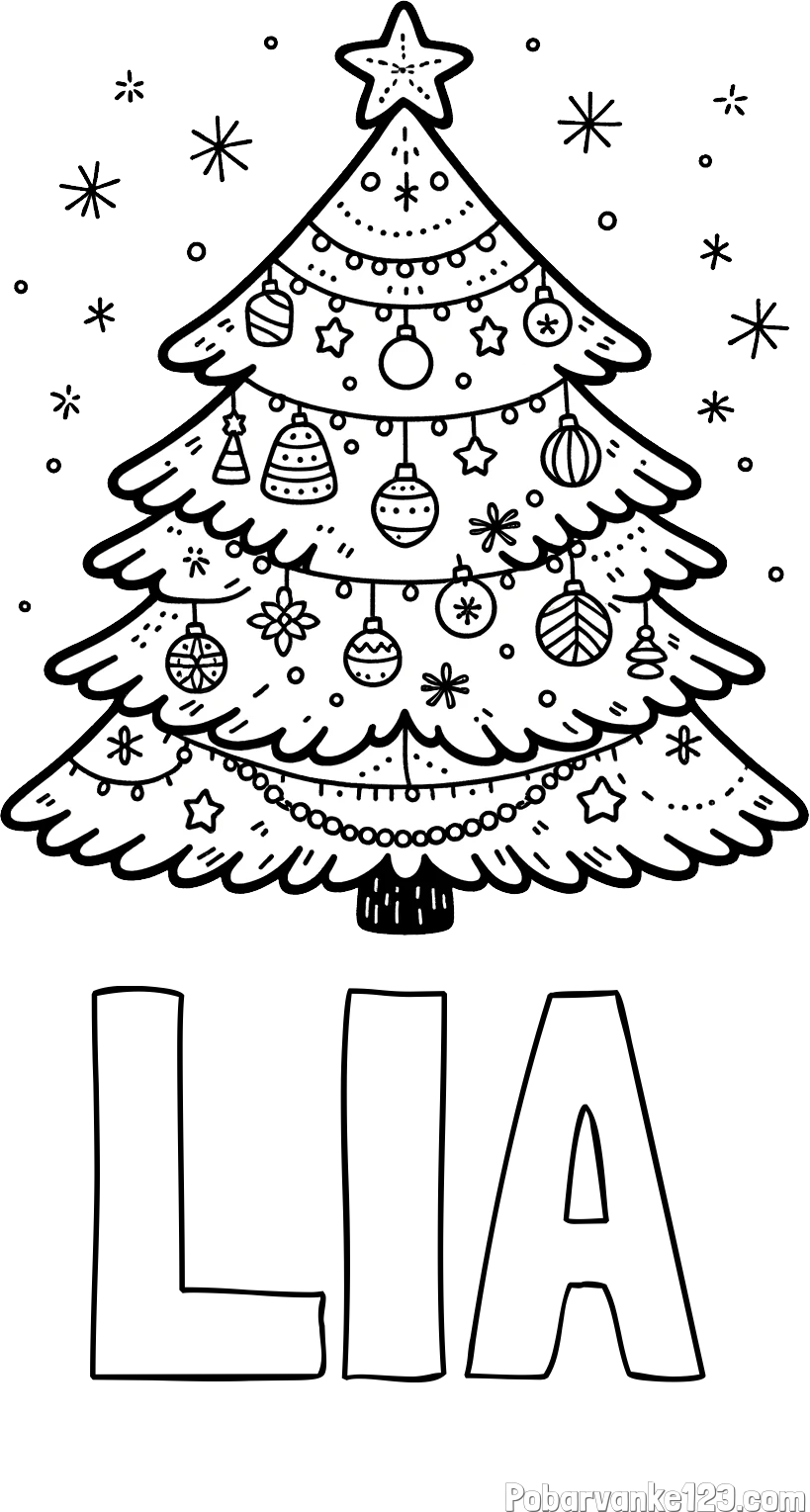 Pobarvanka imena LIA in pobarvanka novoletne jelke