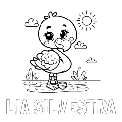 Online izdelana pobarvanka - Pobarvanka imena LIA SILVESTRA in pobarvanka ljubkega flaminga