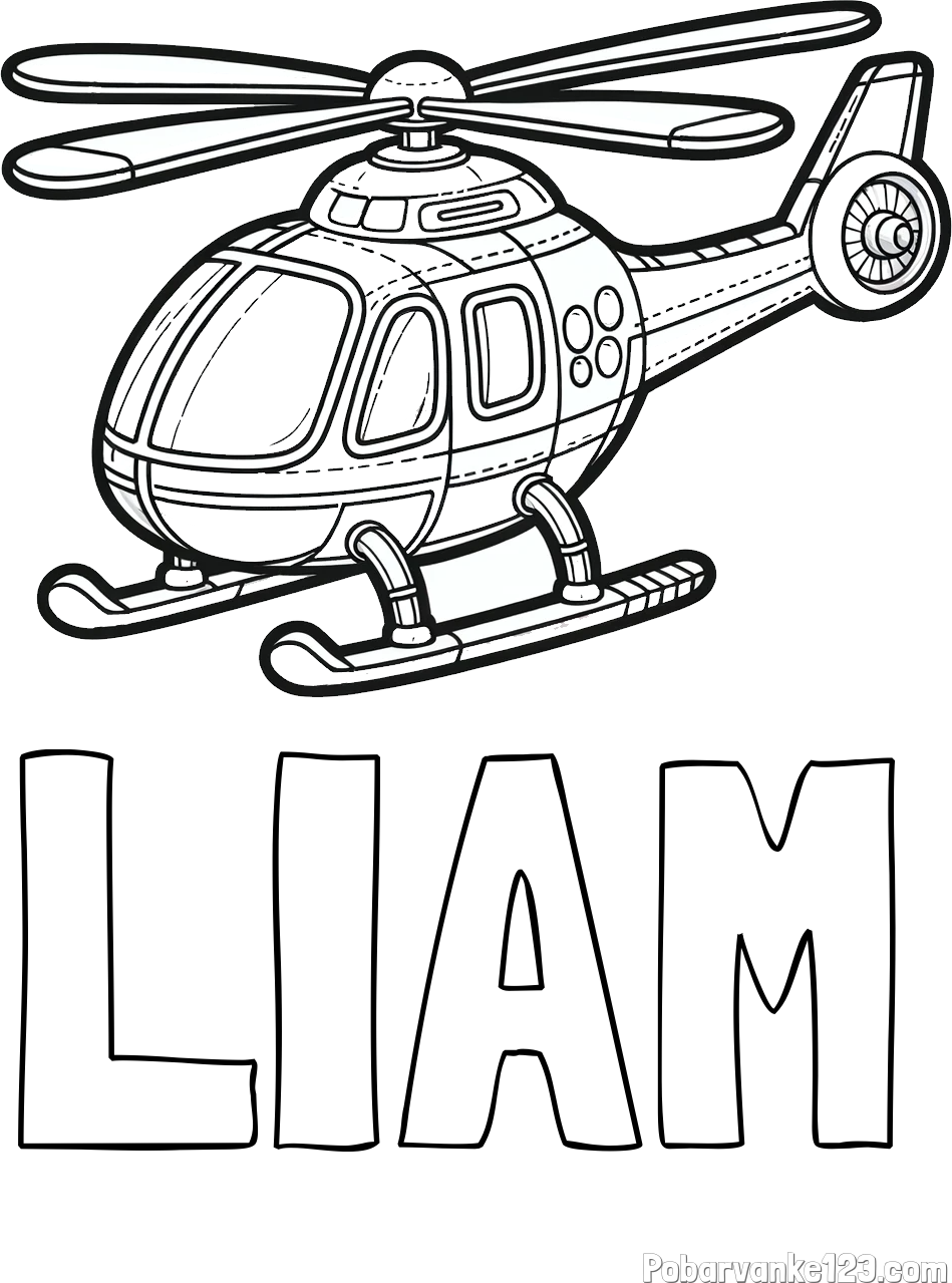 Pobarvanka imena LIAM in pobarvanka helikopterja