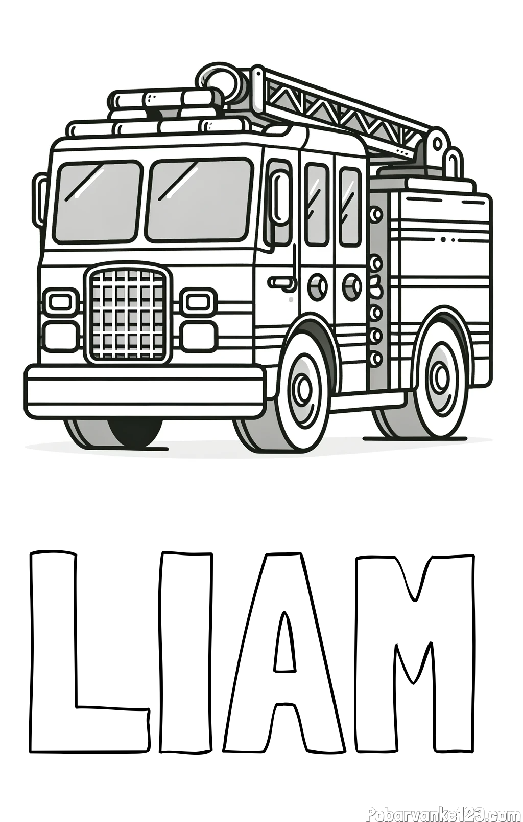 Pobarvanka imena LIAM in pobarvanka velikega gasilskega avta