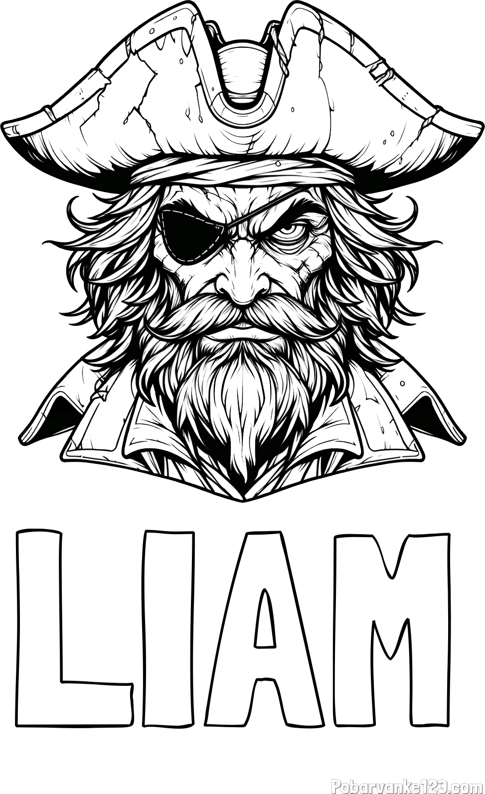 Pobarvanka imena LIAM in pobarvanka zlobnega gusarja