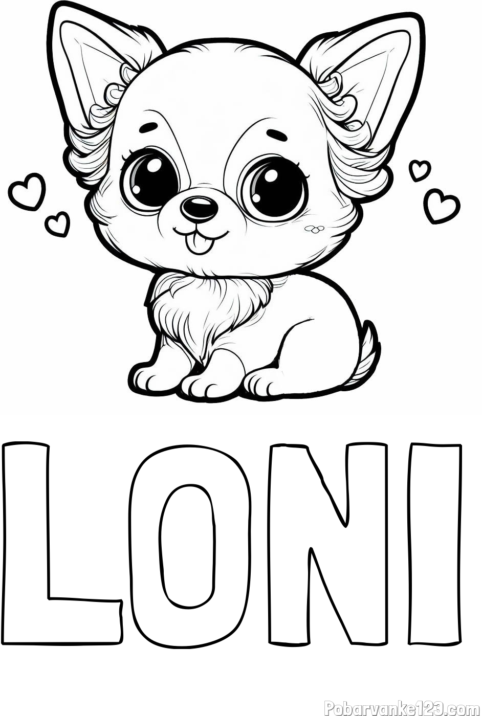 Pobarvanka imena LONI in pobarvanka čivave