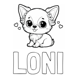 Online izdelana pobarvanka - Pobarvanka imena LONI in pobarvanka čivave