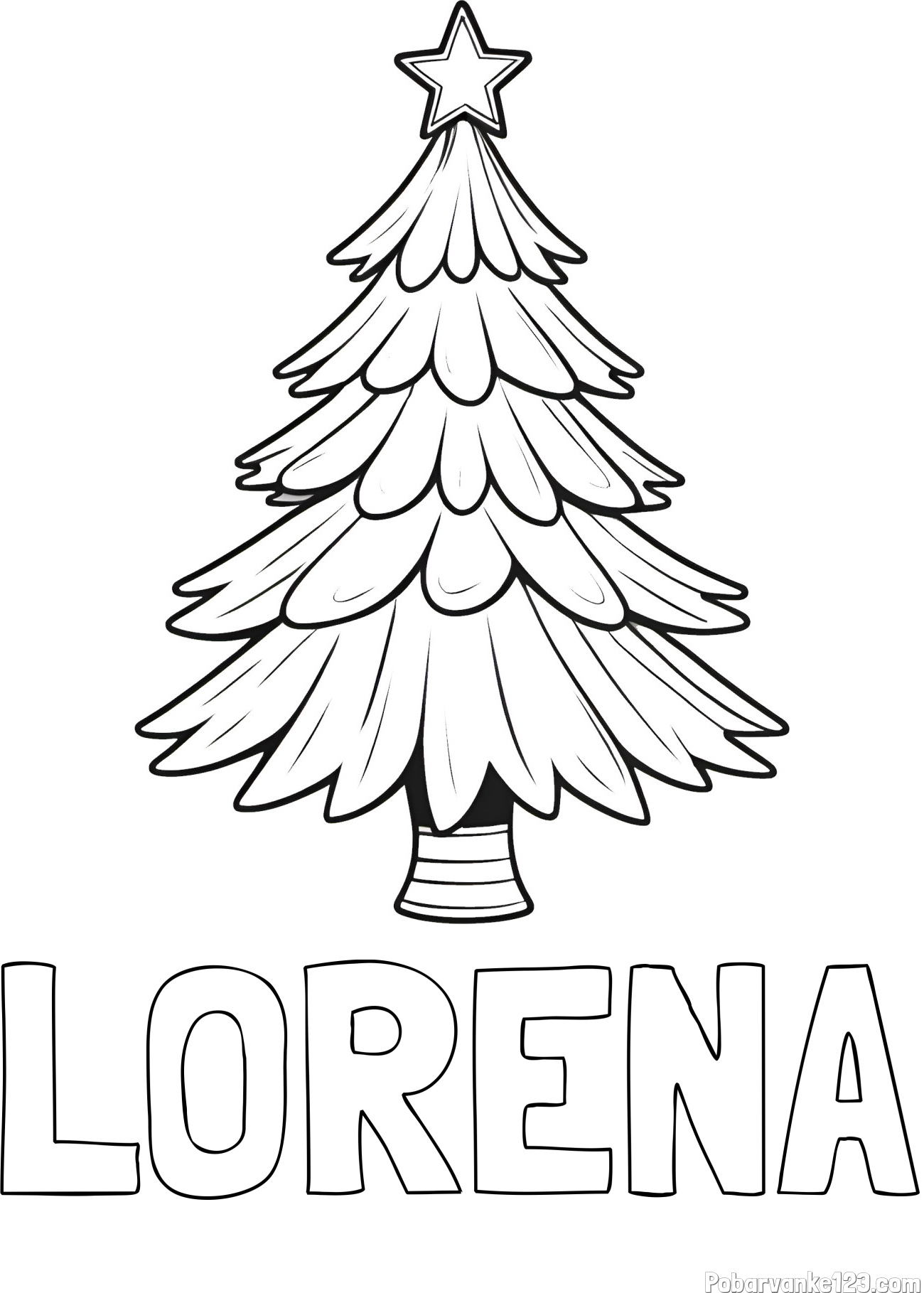 Pobarvanka imena LORENA in pobarvanka božične smreke z zvezdo
