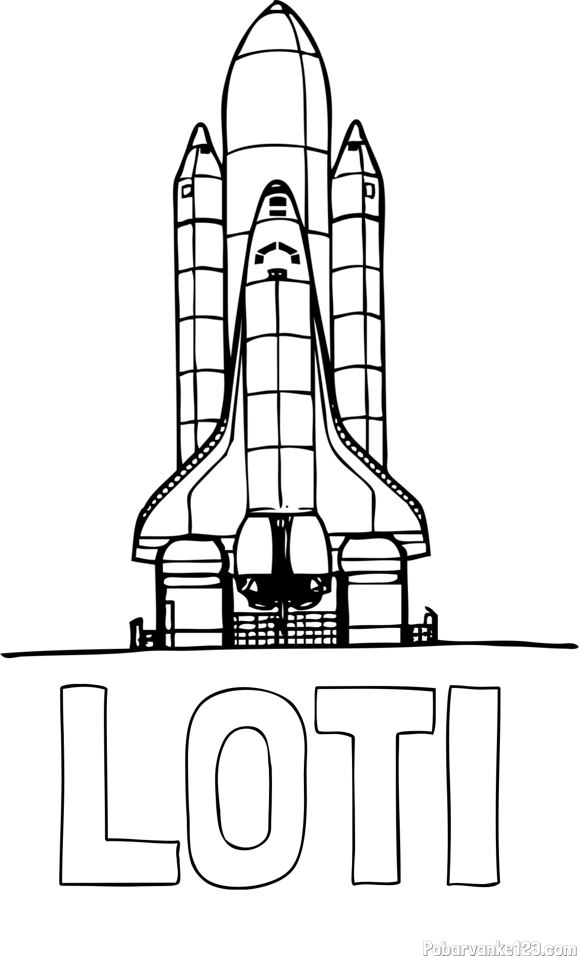 Pobarvanka imena LOTI in pobarvanka vesoljskega plovila Space Shuttle