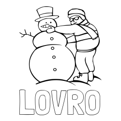 Online izdelana pobarvanka - Pobarvanka imena LOVRO in pobarvanka snežaka