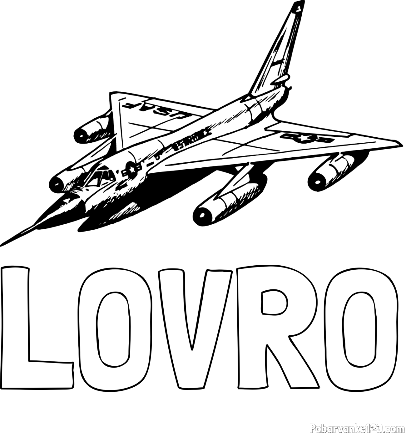 Pobarvanka imena LOVRO in pobarvanka vojaškega lovca