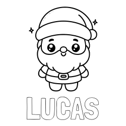 Online izdelana pobarvanka - Pobarvanka imena LUCAS in enostavna otroška pobarvanka Božička
