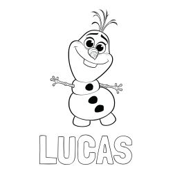 Online izdelana pobarvanka - Pobarvanka imena LUCAS in pobarvanka prisrčnega snežaka Olaf