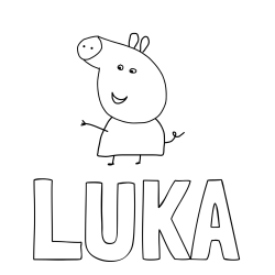 Online izdelana pobarvanka - Pobarvanka imena LUKA in pobarvanka pujse PEPE 🐽
