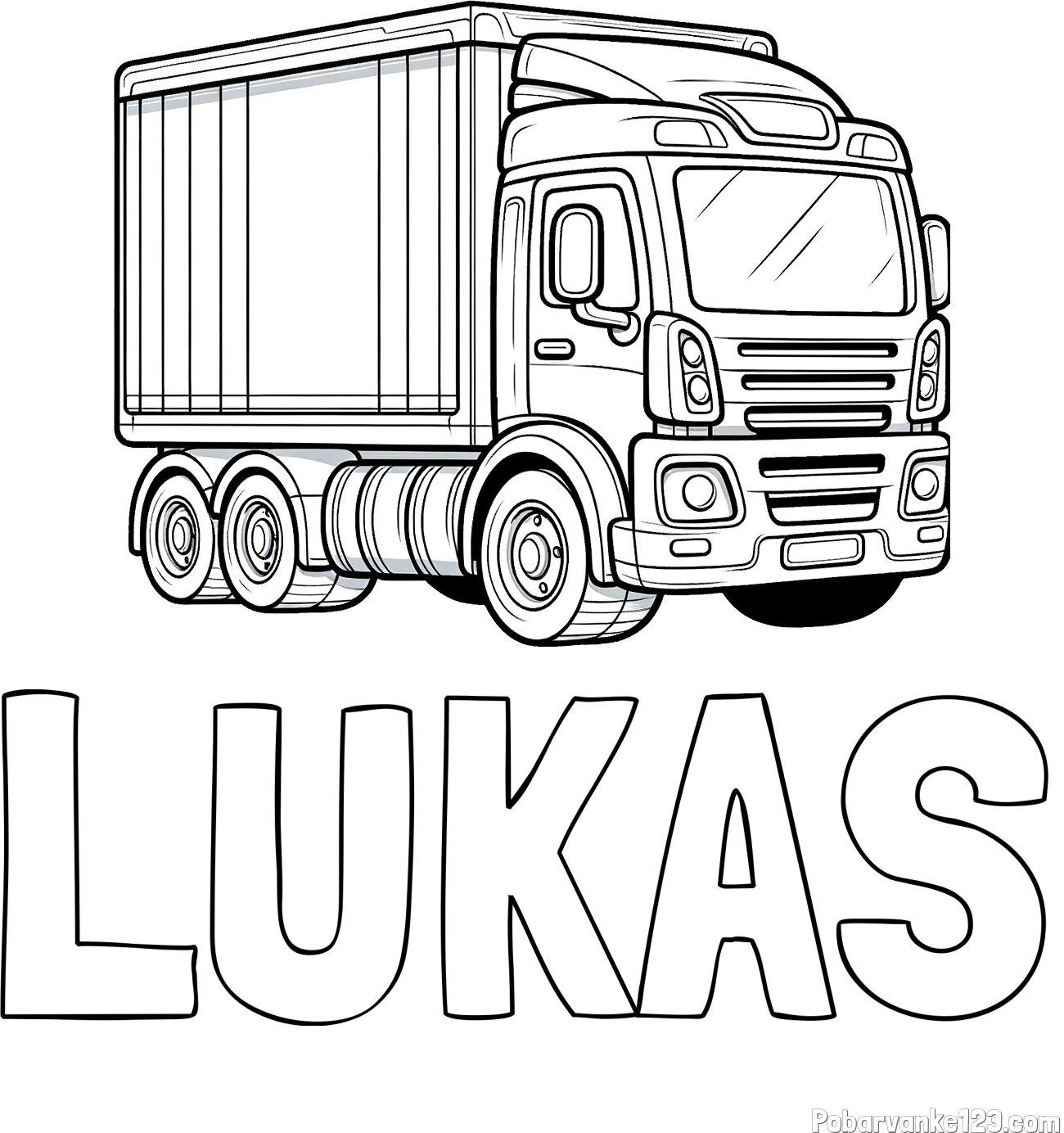 Pobarvanka imena LUKAS in pobarvanka velikega tovornjaka