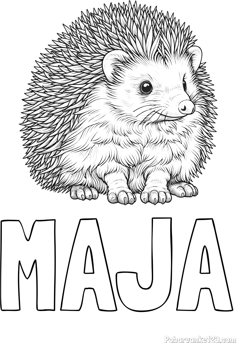 Pobarvanka imena MAJA in pobarvanka nasmejanega ježa