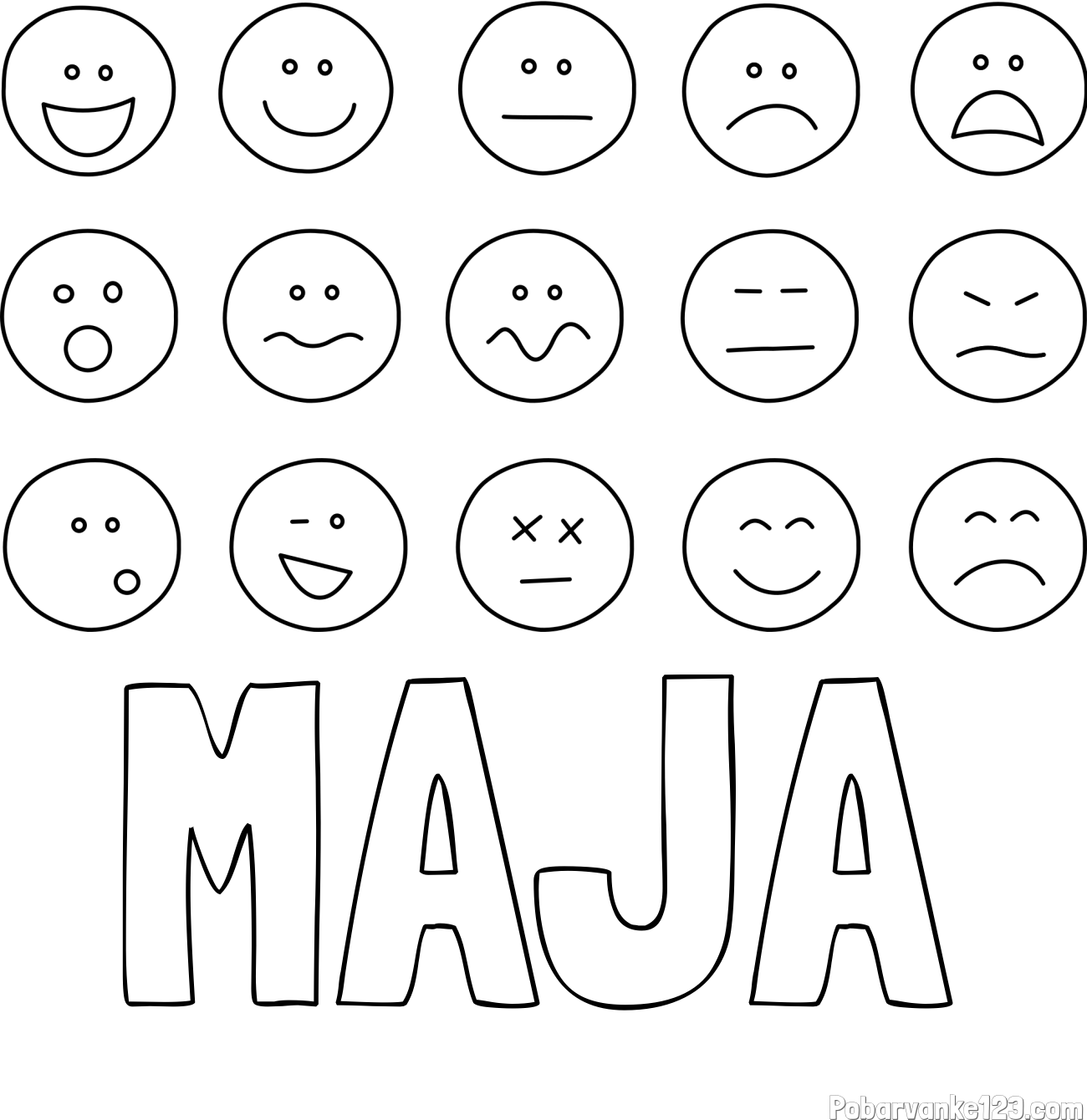 Pobarvanka imena MAJA in pobarvanka smeškov