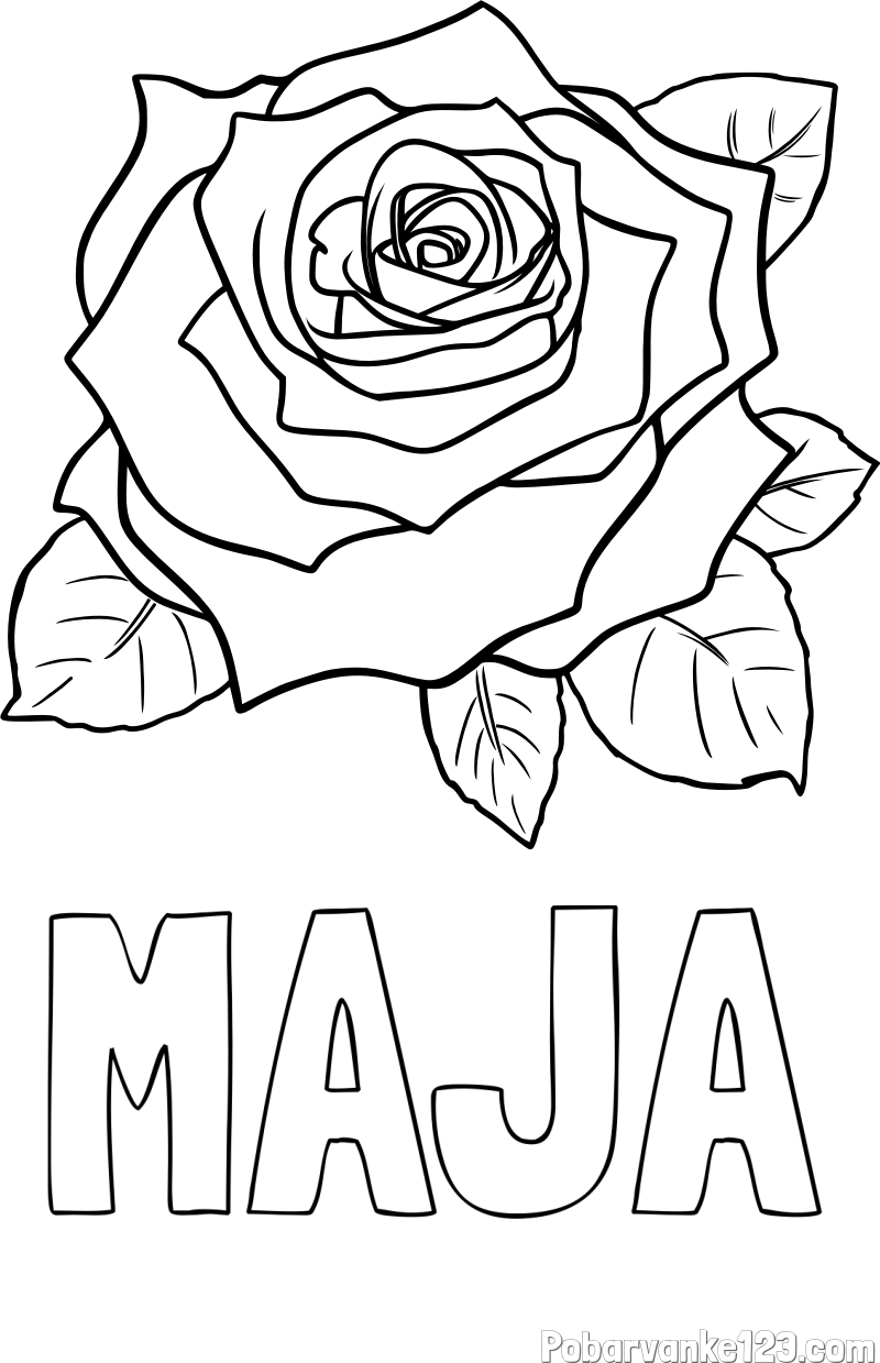 Pobarvanka imena MAJA in pobarvanka vrtnice