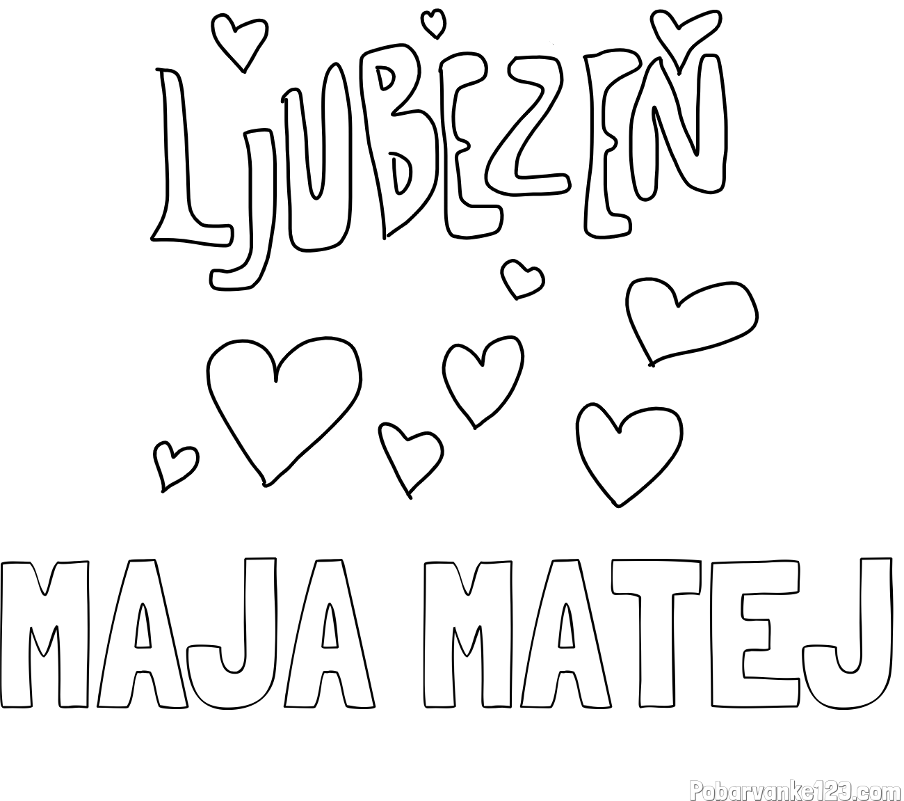 Pobarvanka imena MAJA MATEJ in pobarvanka ljubezni ❤