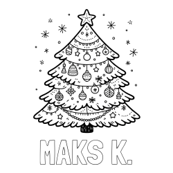 Online izdelana pobarvanka - Pobarvanka imena MAKS K. in pobarvanka novoletne jelke