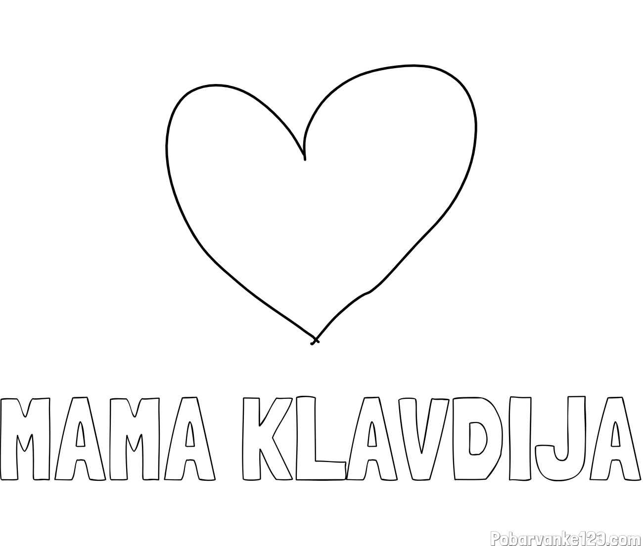 Pobarvanka imena MAMA KLAVDIJA in srček