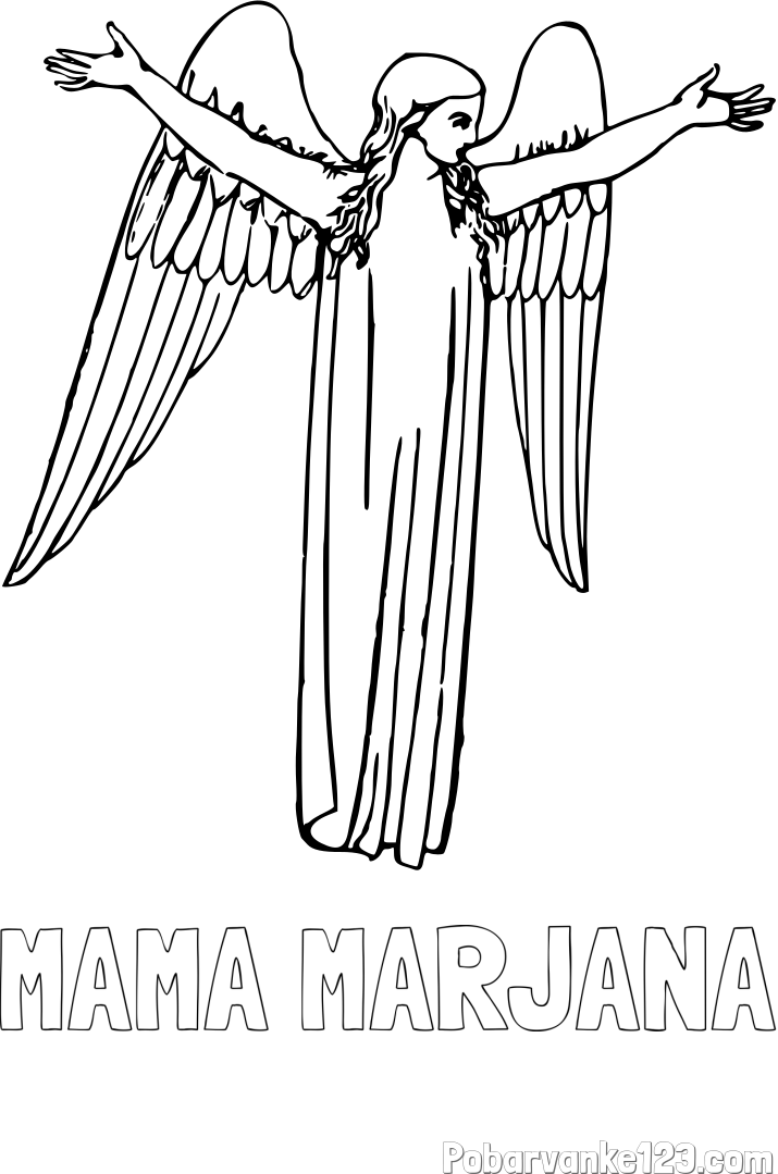 Pobarvanka imena MAMA MARJANA in lepa pobarvanka angela