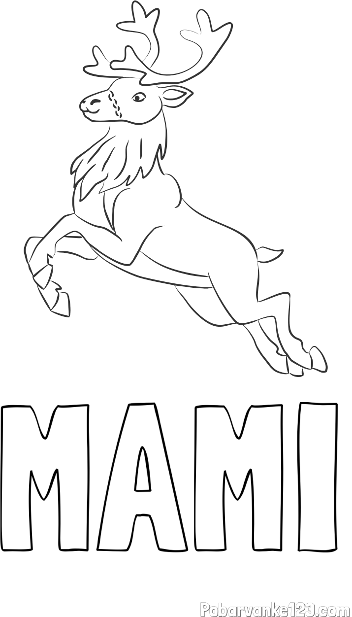 Pobarvanka imena MAMI in pobarvanka jelenčka Rudolfa