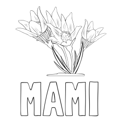 Online izdelana pobarvanka - Pobarvanka imena MAMI in pobarvanka lepe rože
