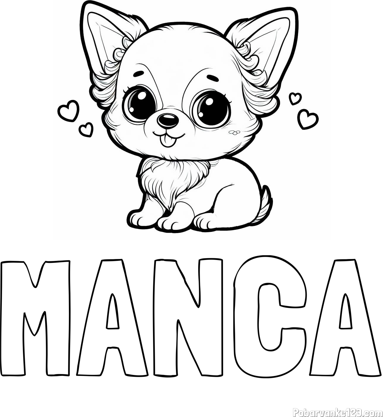 Pobarvanka imena MANCA in pobarvanka čivave