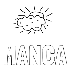 Online izdelana pobarvanka - Pobarvanka imena MANCA in sonce in oblak