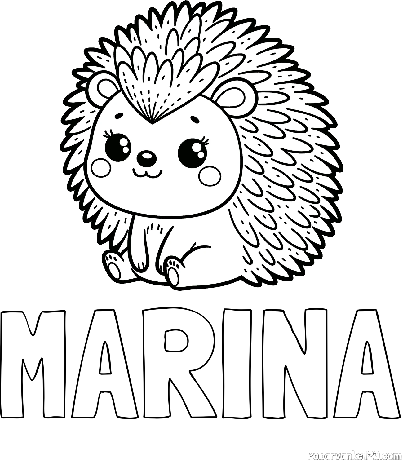Pobarvanka imena MARINA in pobarvanka nasmejanega ježka