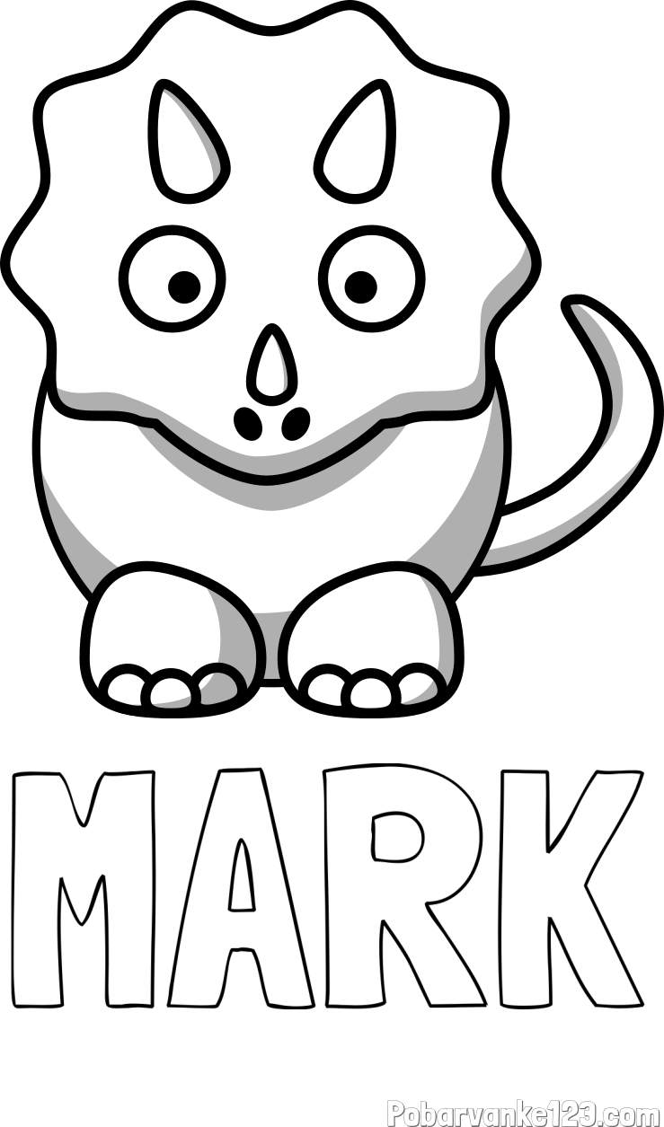 Pobarvanka imena MARK in pobarvanka dinozavra triceratops