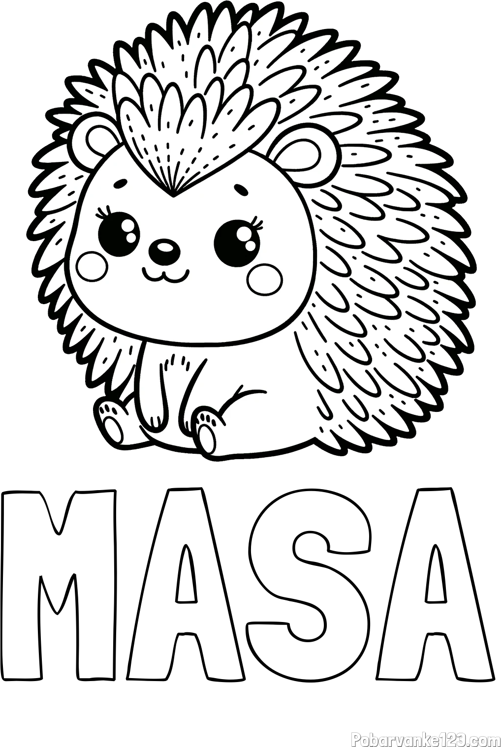 Pobarvanka imena MAŠA in pobarvanka nasmejanega ježka