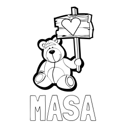 Online izdelana pobarvanka - Pobarvanka imena MAŠA in pobarvanka prikupnega medvedka