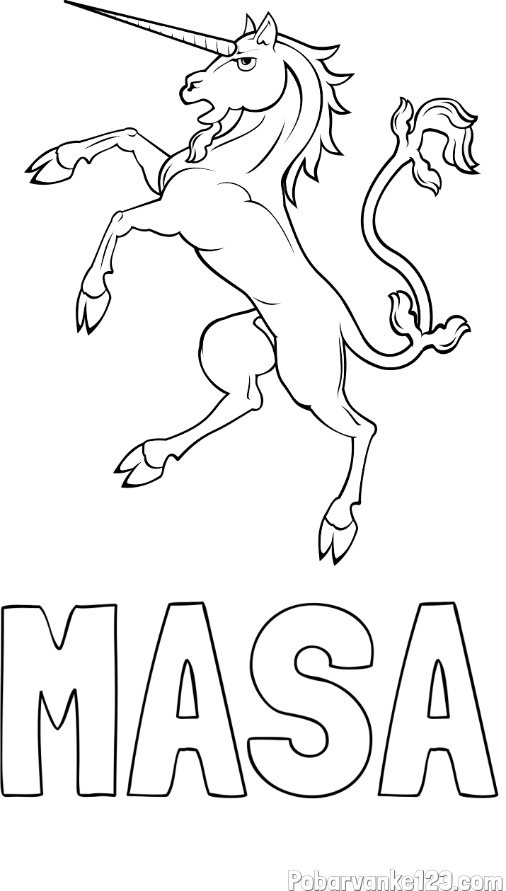 Pobarvanka imena MAŠA in samorog Pua