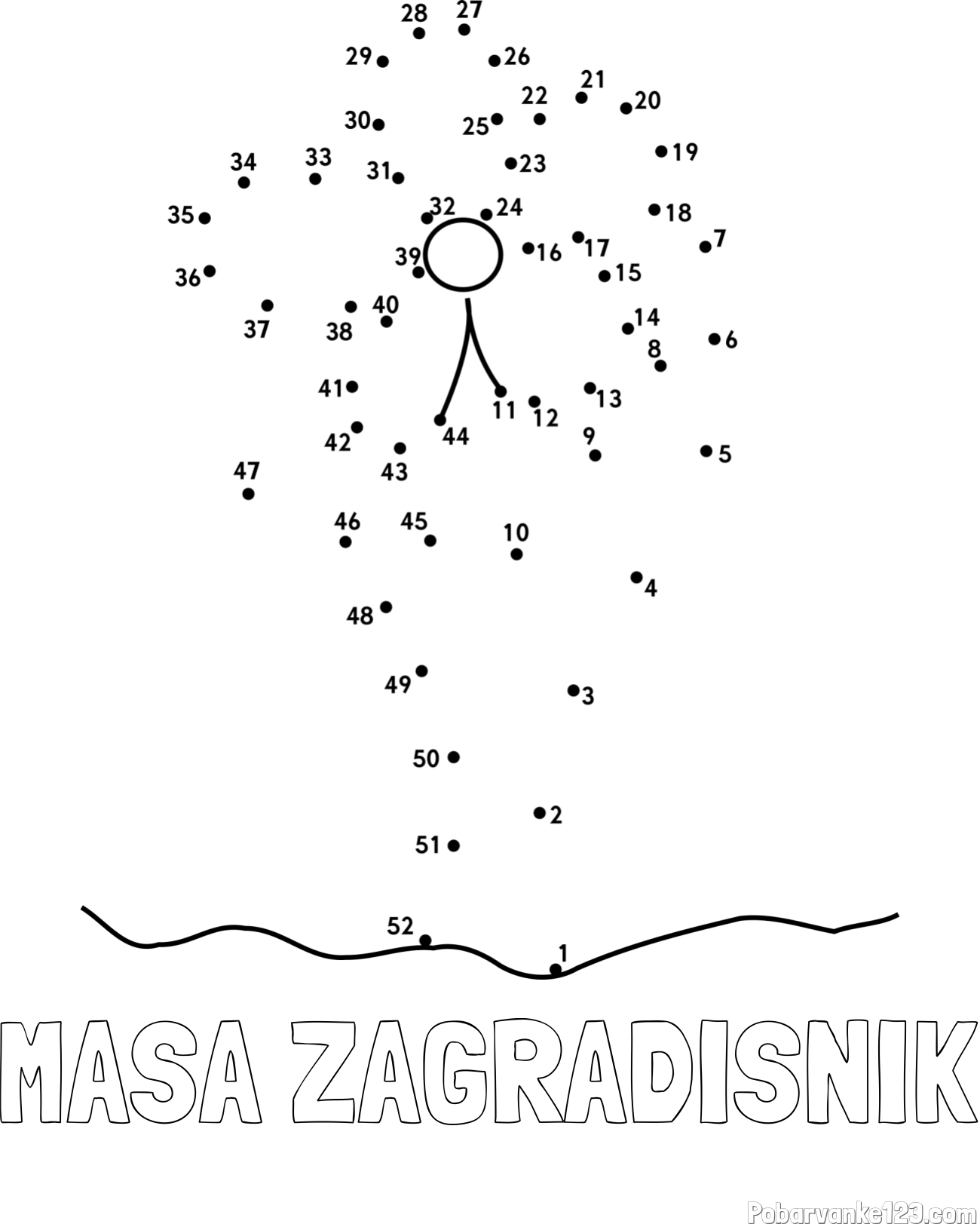 Pobarvanka imena MAŠA ZAGRADIŠNIK in pobarvanka rože - poveži številke