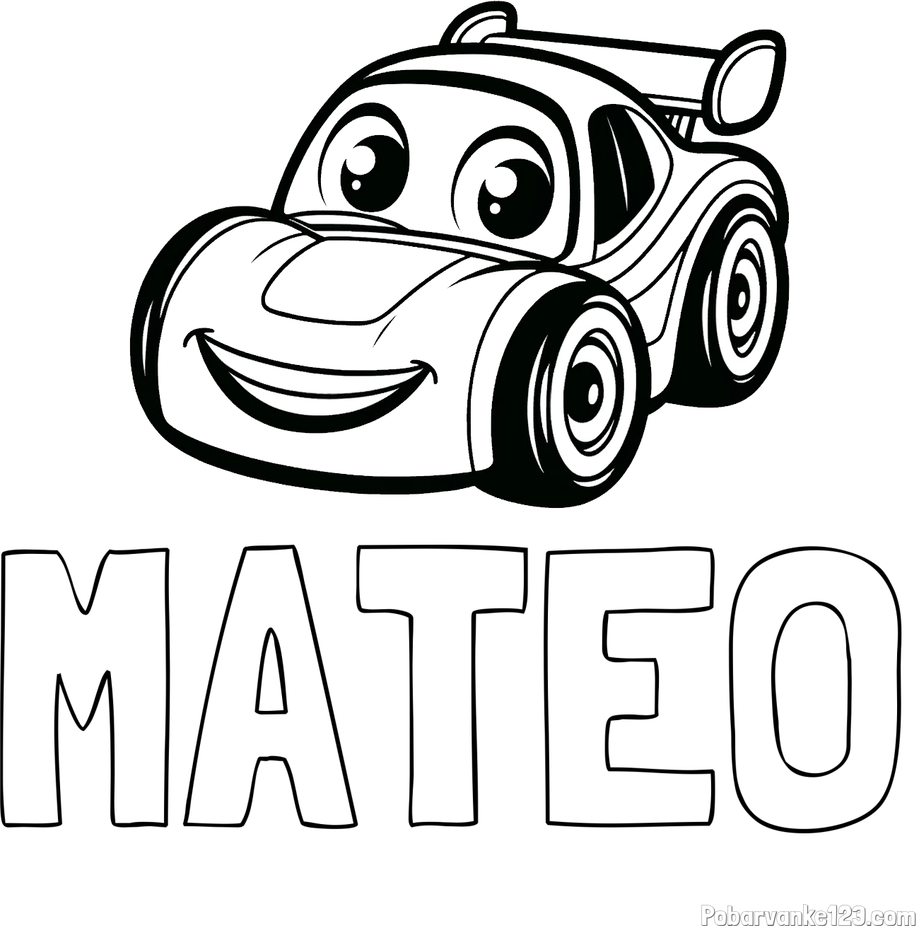Pobarvanka imena MATEO in pobarvanka otroškega avtomobila