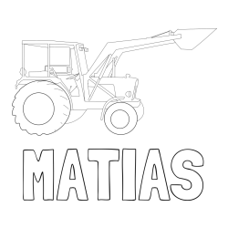 Online izdelana pobarvanka - Pobarvanka imena MATIAS in traktor 2