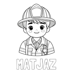 Online izdelana pobarvanka - Pobarvanka imena MATJAŽ in pobarvanka mladega gasilca