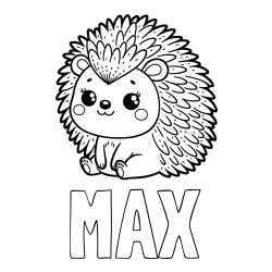 Online izdelana pobarvanka - Pobarvanka imena MAX in pobarvanka nasmejanega ježka