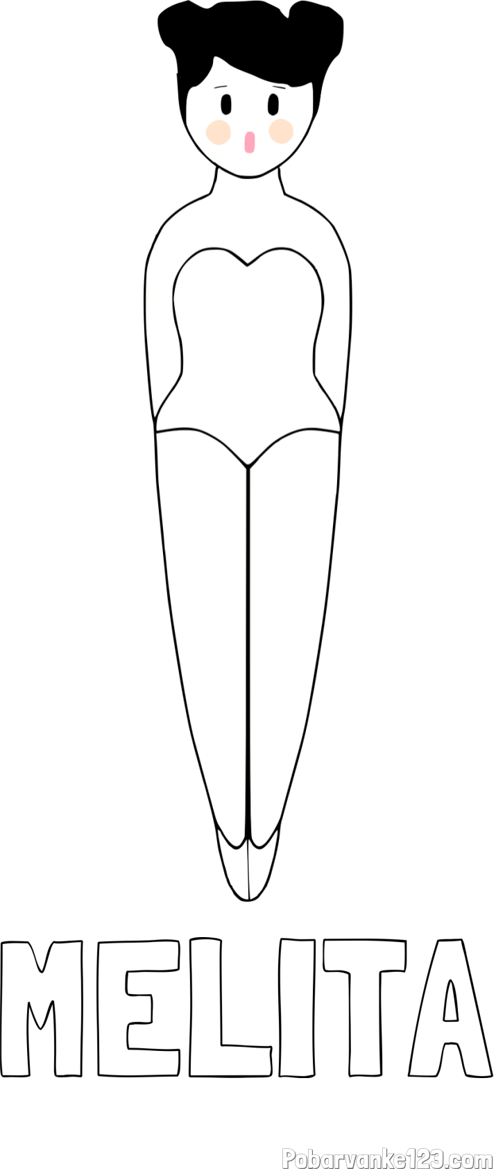 Pobarvanka imena MELITA in enostavna pobarvanka baletke