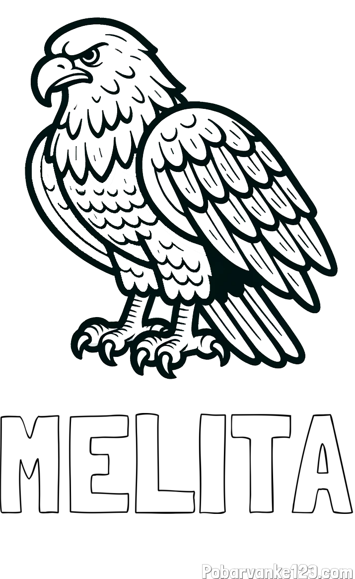 Pobarvanka imena MELITA in pobarvanka orla