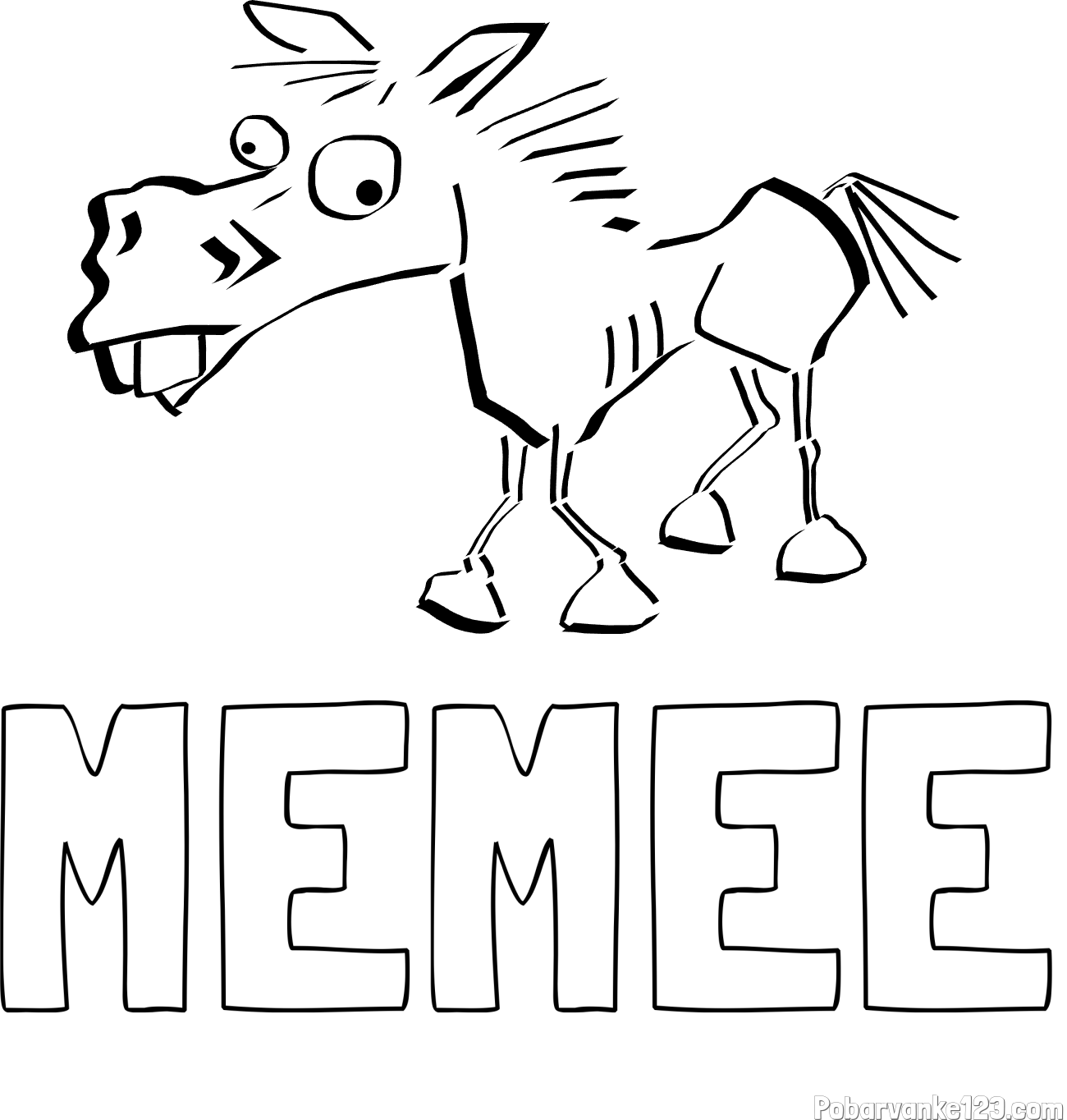 Pobarvanka imena MEMEE in pobarvanka smešni konj
